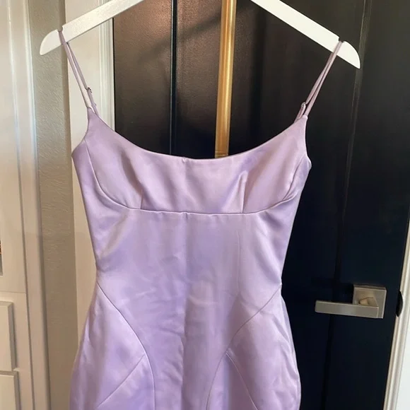 NWT House‎ of CB Helena Orchid Satin Midi Dress with Feathers Sz XS $285 Midi